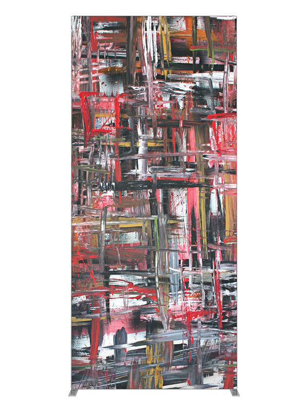 Red black white brushwork, photography backdrop panel for Denny StudioEdge silicone edge frame, 3 ft