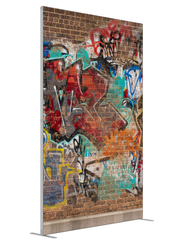 Red brick layered graffiti printed backdrop angled view 5ft - Denny StudioEdge SECP-8863