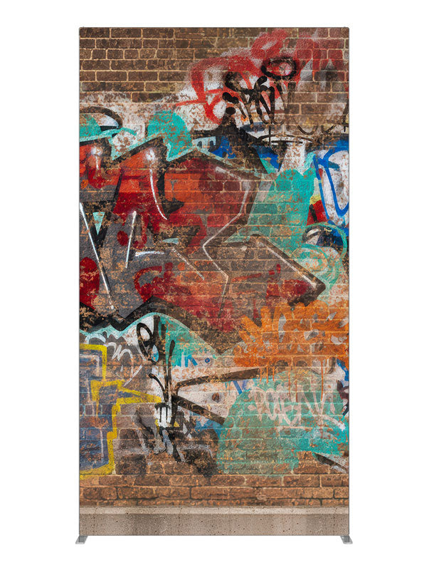 Red brick wall multicolor graffiti lettering printed backdrop 4ft - Denny StudioEdge SECP-8863