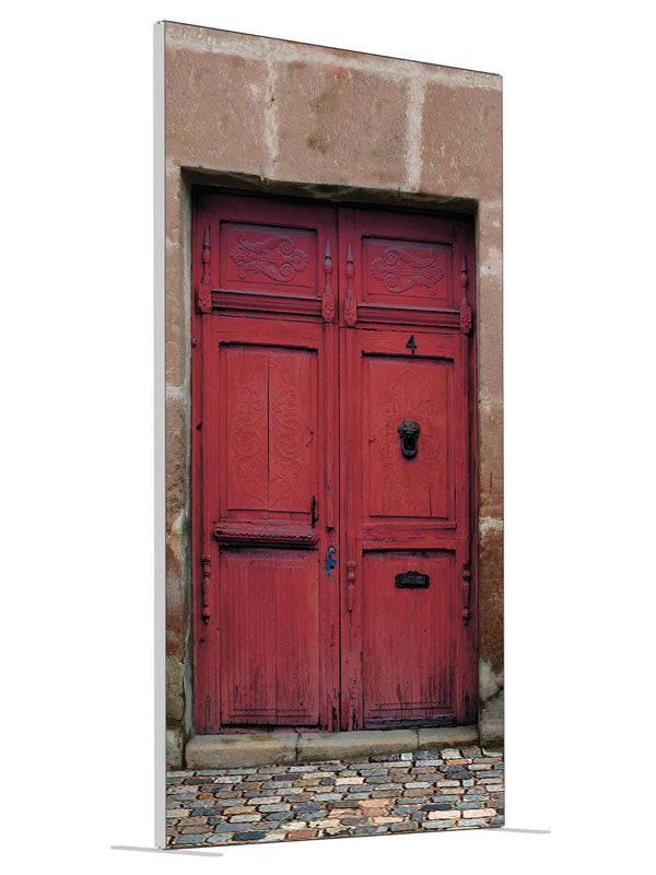 Red Door on Duval shown at an angled view, photography backdrop panel for Denny StudioEdge silicone edge frame, 4 ft