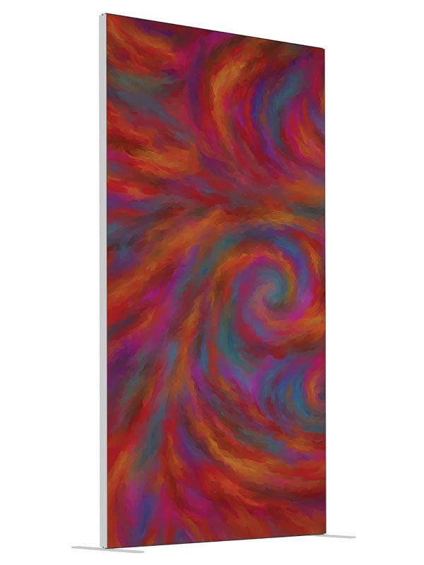 Red purple swirl shown at an angled view, photography backdrop panel for Denny StudioEdge silicone edge frame, 4 ft