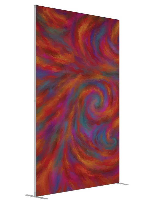 Red purple swirl shown at an angled view, photography backdrop panel for Denny StudioEdge silicone edge frame, 5 ft
