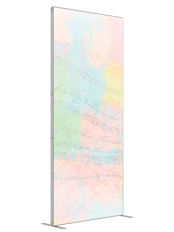 Rock-a-bye Baby Soft Pastel Abstract shown at an angled view, photography backdrop panel for Denny StudioEdge silicone edge frame, 3 ft