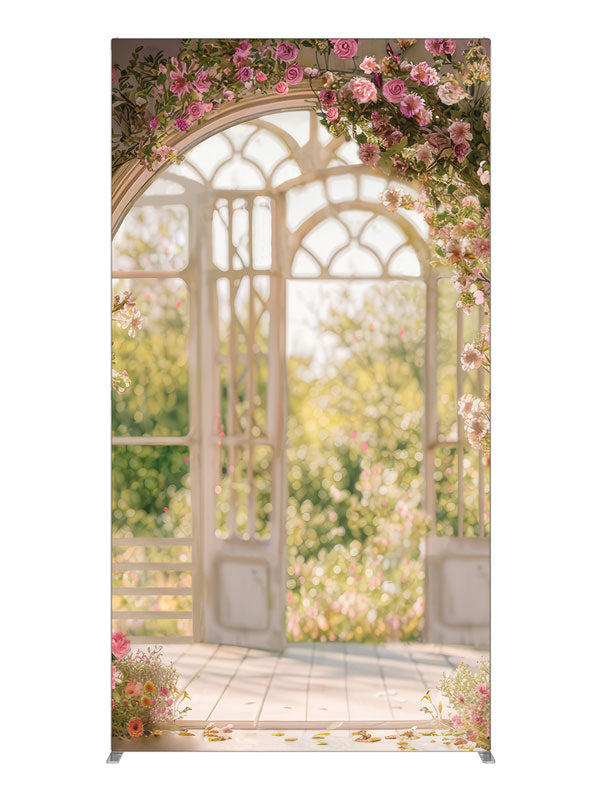 Romantic Spring Floral Garden Solarium, photography backdrop panel for Denny StudioEdge silicone edge frame, 4 ft
