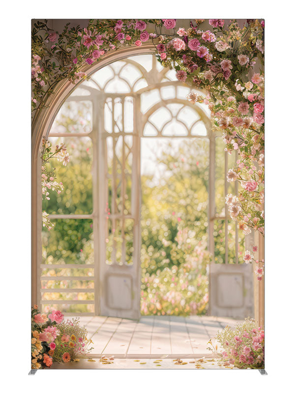 Romantic Spring Floral Garden Solarium, photography backdrop panel for Denny StudioEdge silicone edge frame, 5 ft