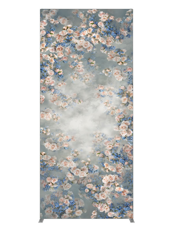 Rose Master Blue Floral, photography backdrop panel for Denny StudioEdge silicone edge frame, 3 ft