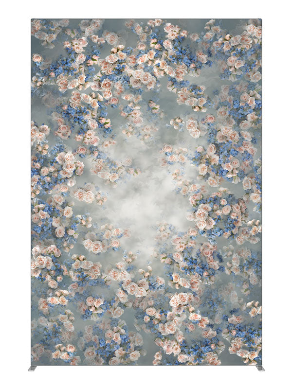 Rose Master Blue Floral, photography backdrop panel for Denny StudioEdge silicone edge frame, 5 ft