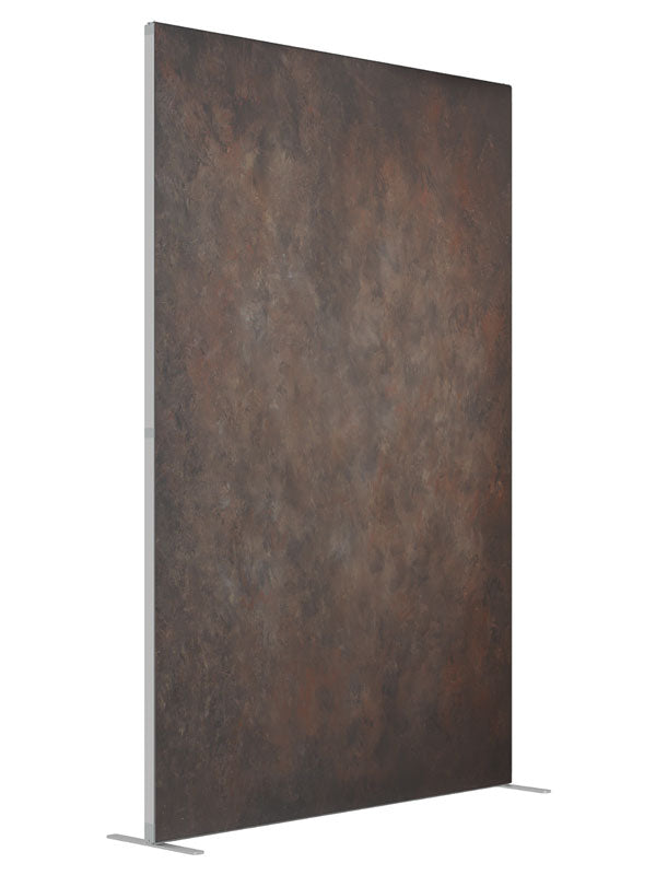 Rust Saddle Brown shown at an angled view, photography backdrop panel for Denny StudioEdge silicone edge frame, 5 ft