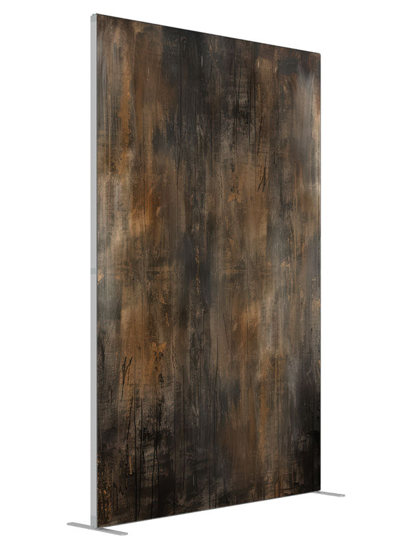 Rustic Brown Elegance shown at an angled view, photography backdrop panel for Denny StudioEdge silicone edge frame, 5 ft