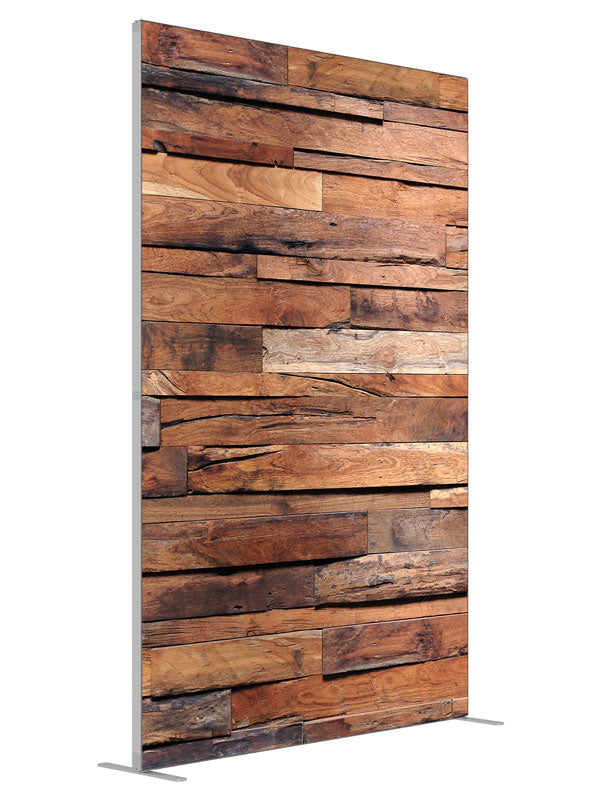 Rustic weathered wood printed backdrop angled view 5ft - Denny StudioEdge SECP-7685