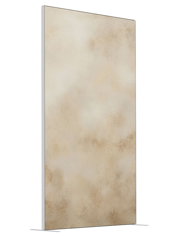 Sandstone Studio– Warm Plaster Wall Texture shown at an angled view, photography backdrop panel for Denny StudioEdge silicone edge frame, 4 ft