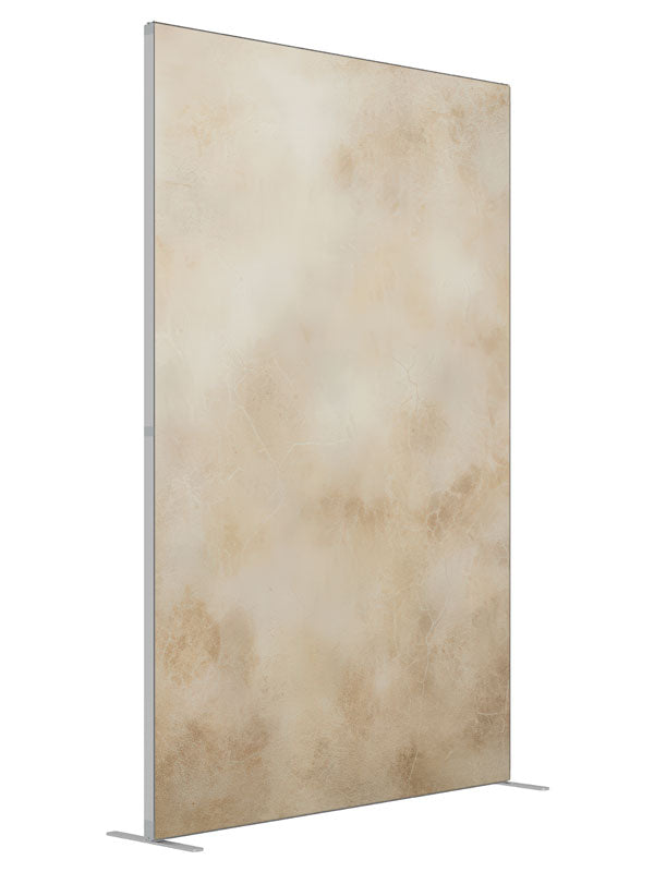 Sandstone Studio– Warm Plaster Wall Texture shown at an angled view, photography backdrop panel for Denny StudioEdge silicone edge frame, 5 ft
