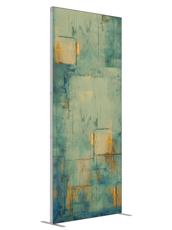 Segmented Texture Aqua shown at an angled view, photography backdrop panel for Denny StudioEdge silicone edge frame, 3 ft