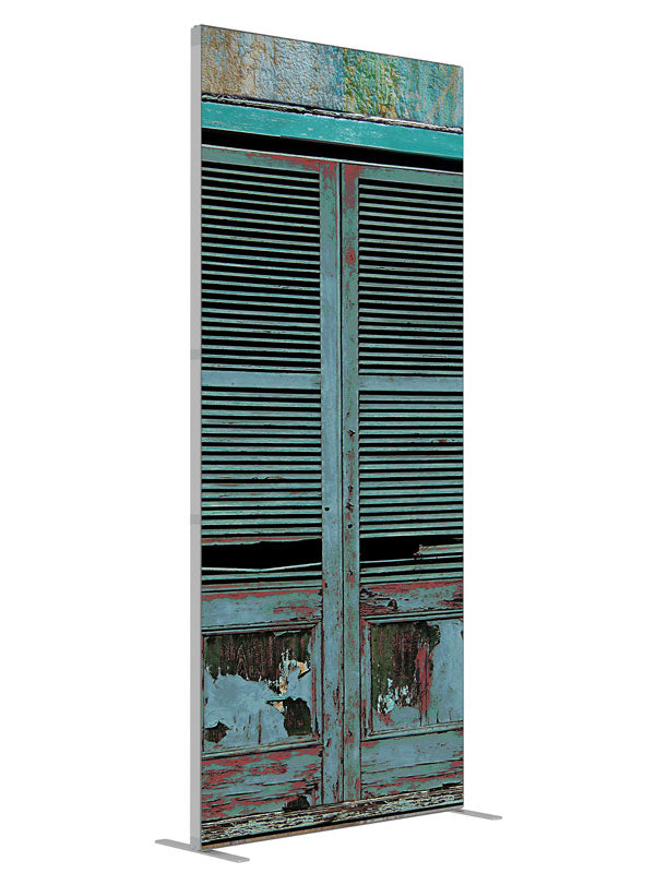 Shutter Doors shown at an angled view, photography backdrop panel for Denny StudioEdge silicone edge frame, 3 ft