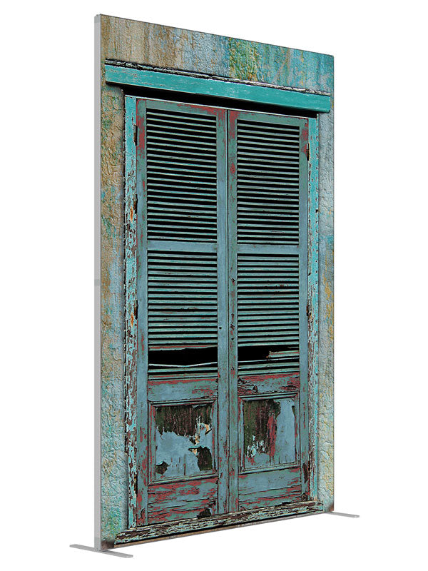Shutter Doors shown at an angled view, photography backdrop panel for Denny StudioEdge silicone edge frame, 5 ft