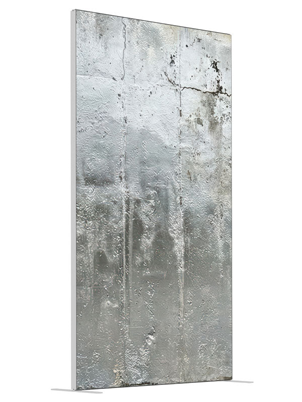 Silver Gray Textured Plaster Wall shown at an angled view, photography backdrop panel for Denny StudioEdge silicone edge frame, 4 ft