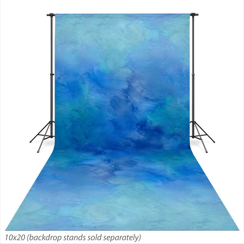 Cerulean Veil Sky Blue mottled texture photography backdrop shown at the full 10x20 size CP-8979