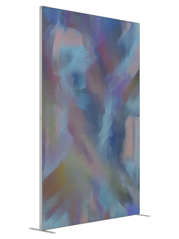 Soft blue gray lavender cloud shown at an angled view, photography backdrop panel for Denny StudioEdge silicone edge frame, 5 ft
