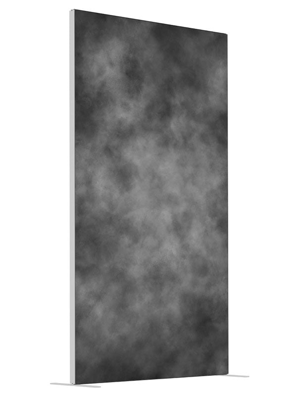 Soft gray painterly neutral printed backdrop angled view 4ft - Denny StudioEdge SEOM-2568