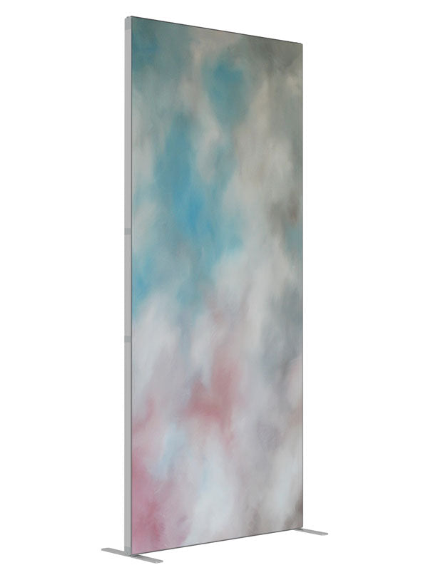 Soft gray teal cloud shown at an angled view, photography backdrop panel for Denny StudioEdge silicone edge frame, 3 ft