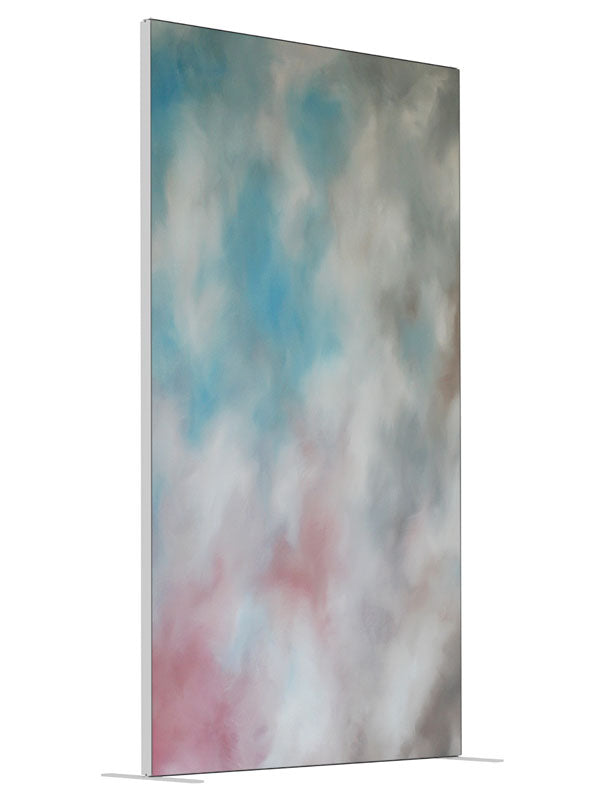 Soft gray teal cloud shown at an angled view, photography backdrop panel for Denny StudioEdge silicone edge frame, 4 ft
