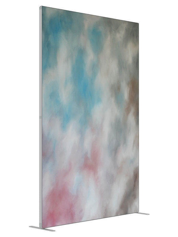 Soft gray teal cloud shown at an angled view, photography backdrop panel for Denny StudioEdge silicone edge frame, 5 ft