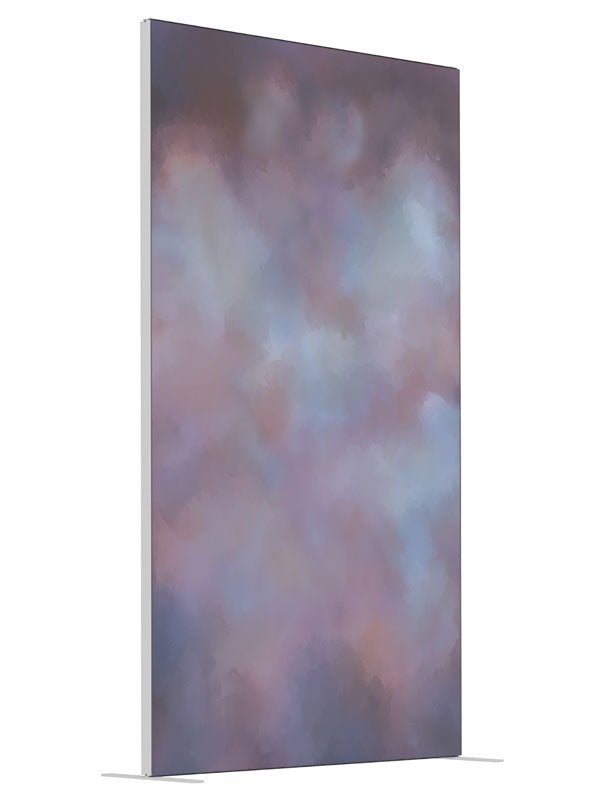 Soft lavender gray cloud shown at an angled view, photography backdrop panel for Denny StudioEdge silicone edge frame, 4 ft