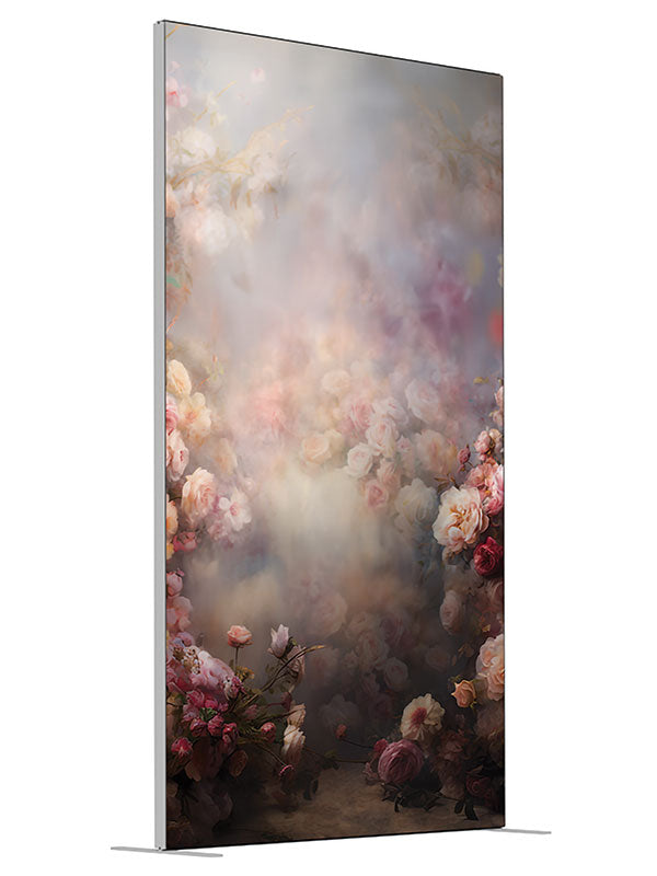 Soft misty rose garden floral printed backdrop angled view 4ft - Denny StudioEdge SECP-8491