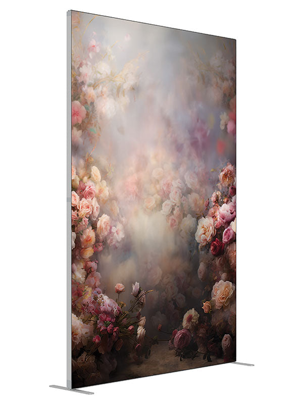 Soft misty rose garden floral printed backdrop angled view 5ft - Denny StudioEdge SECP-8491