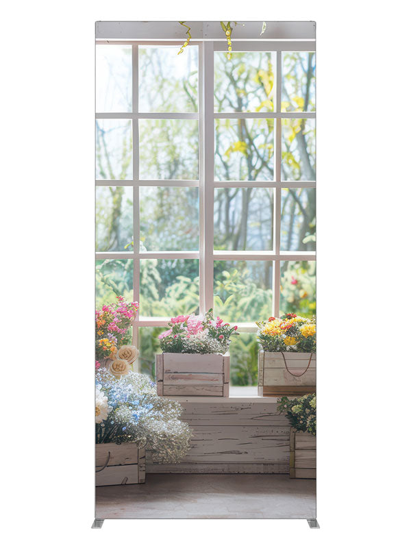Spring Flower Shop Window, photography backdrop panel for Denny StudioEdge silicone edge frame, 3 ft