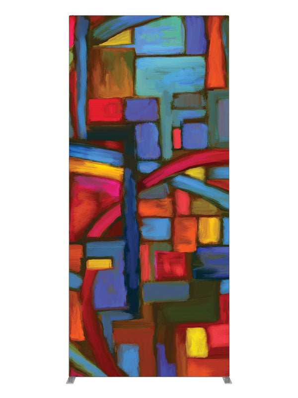 Stained glass multicolor block, photography backdrop panel for Denny StudioEdge silicone edge frame, 3 ft