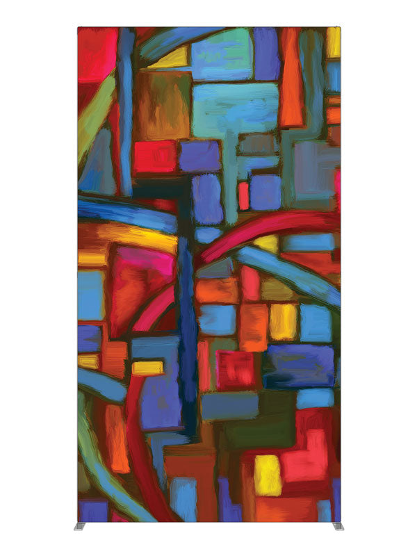 Stained glass multicolor block, photography backdrop panel for Denny StudioEdge silicone edge frame, 4 ft