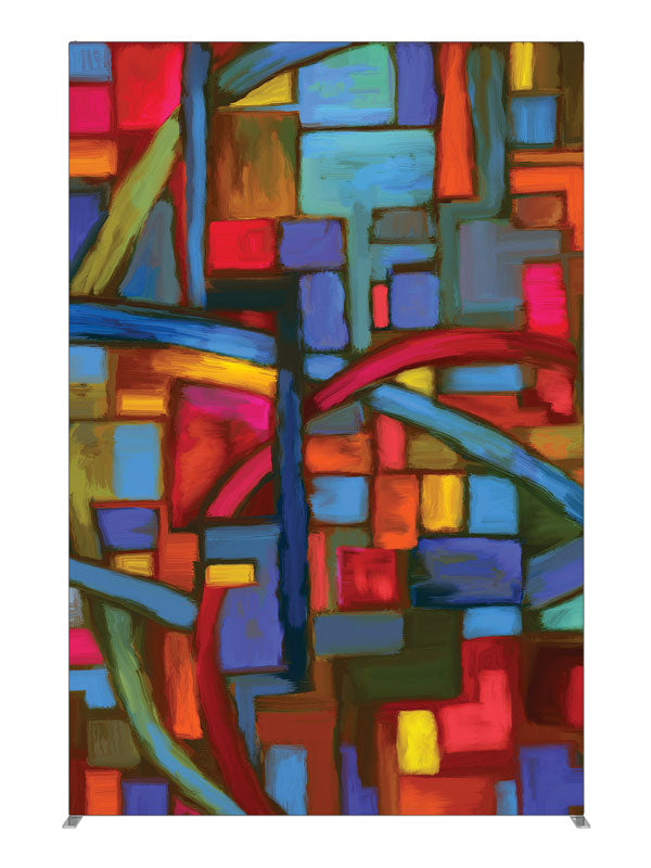 Stained glass multicolor block, photography backdrop panel for Denny StudioEdge silicone edge frame, 5 ft