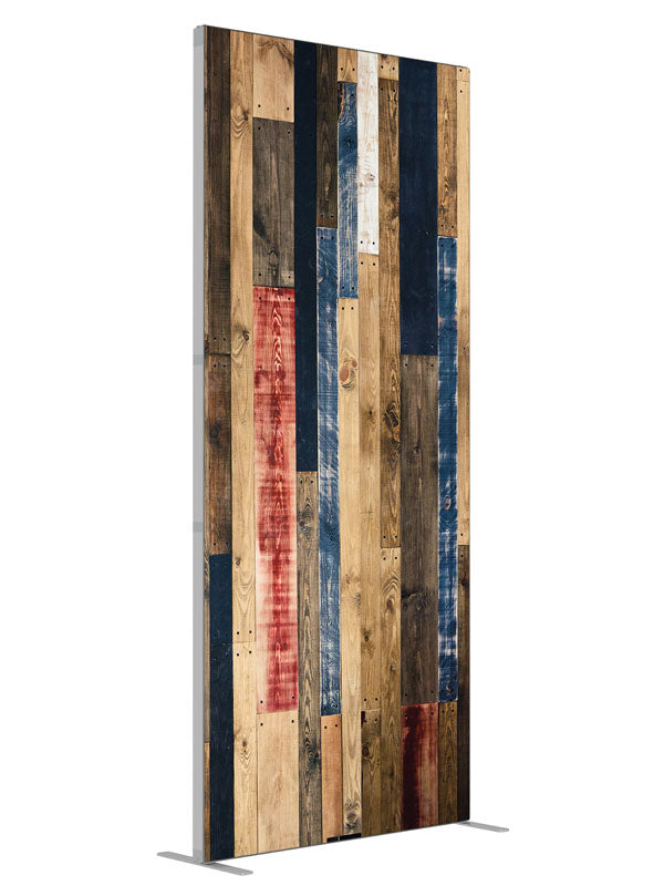 Stained Wood shown at an angled view, photography backdrop panel for Denny StudioEdge silicone edge frame, 3 ft