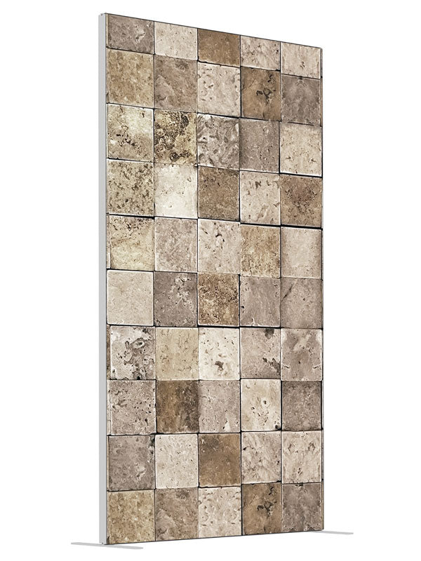 Stone Mosaic shown at an angled view, photography backdrop panel for Denny StudioEdge silicone edge frame, 4 ft
