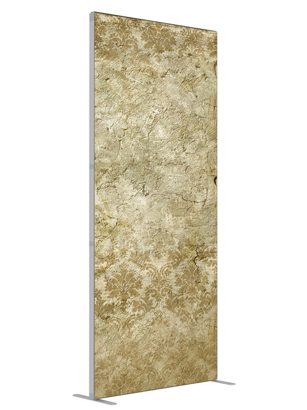 Tan Scrolled Texture shown at an angled view, photography backdrop panel for Denny StudioEdge silicone edge frame, 3 ft