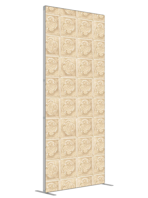 Tan Tile Embossed Tile shown at an angled view, photography backdrop panel for Denny StudioEdge silicone edge frame, 3 ft