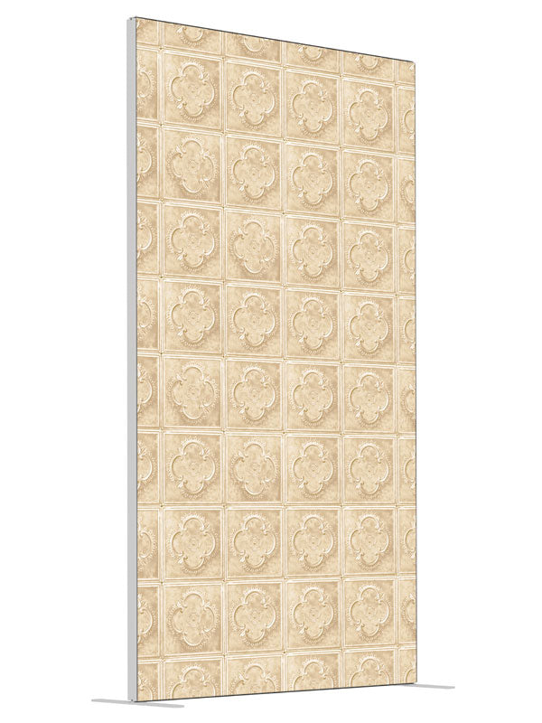 Tan Tile Embossed Tile shown at an angled view, photography backdrop panel for Denny StudioEdge silicone edge frame, 4 ft