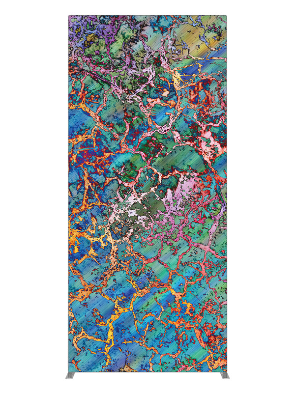 Teal red gold mosaic crackle, photography backdrop panel for Denny StudioEdge silicone edge frame, 3 ft