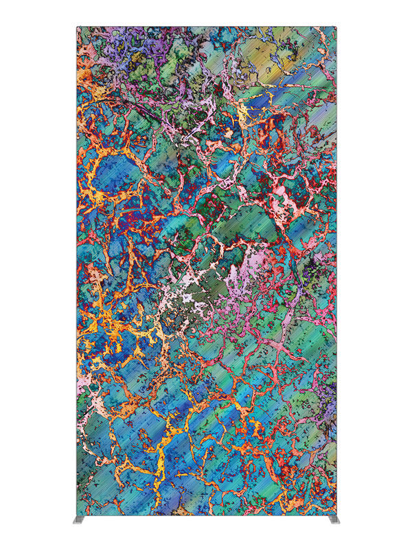 Teal red gold mosaic crackle, photography backdrop panel for Denny StudioEdge silicone edge frame, 4 ft