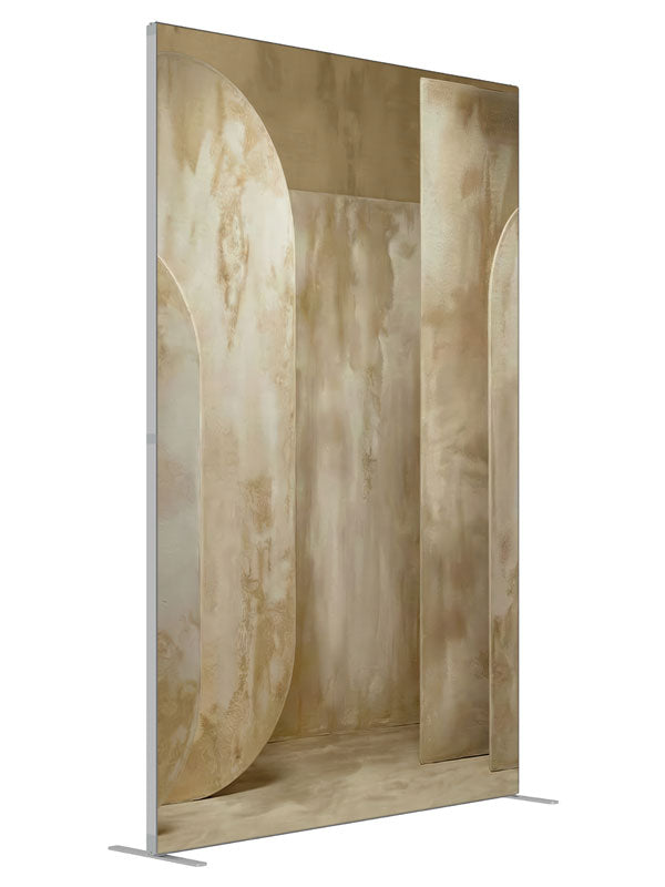 Textured Beige Oval Panel shown at an angled view, photography backdrop panel for Denny StudioEdge silicone edge frame, 5 ft