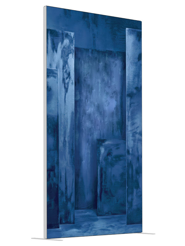 Textured Blue Multi Panel shown at an angled view, photography backdrop panel for Denny StudioEdge silicone edge frame, 4 ft