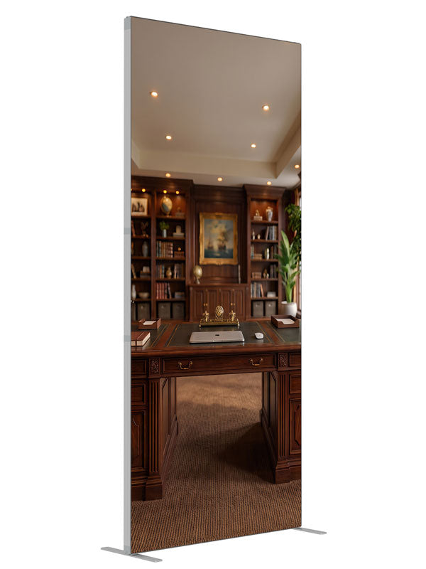 A mahogany executive study with built-in bookcases and a leather-topped partners desk, 3ft photography backdrop panel for Denny StudioEdge silicone edge frame