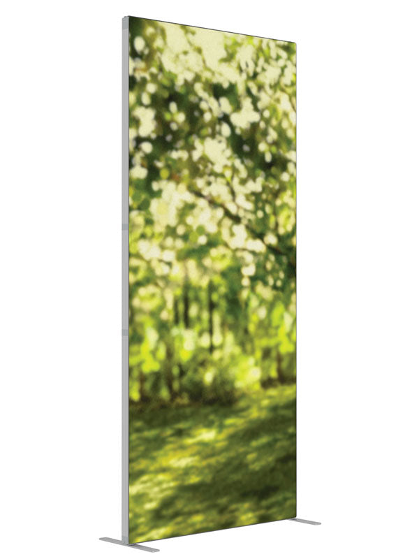 Tree Bokeh Green Bokeh shown at an angled view, photography backdrop panel for Denny StudioEdge silicone edge frame, 3 ft