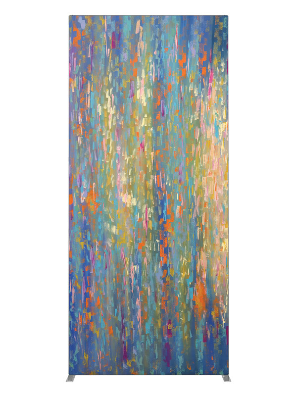 Vibrant abstract vertical brushstrokes blue orange yellow printed backdrop 3ft - Denny StudioEdge SEOM-2597