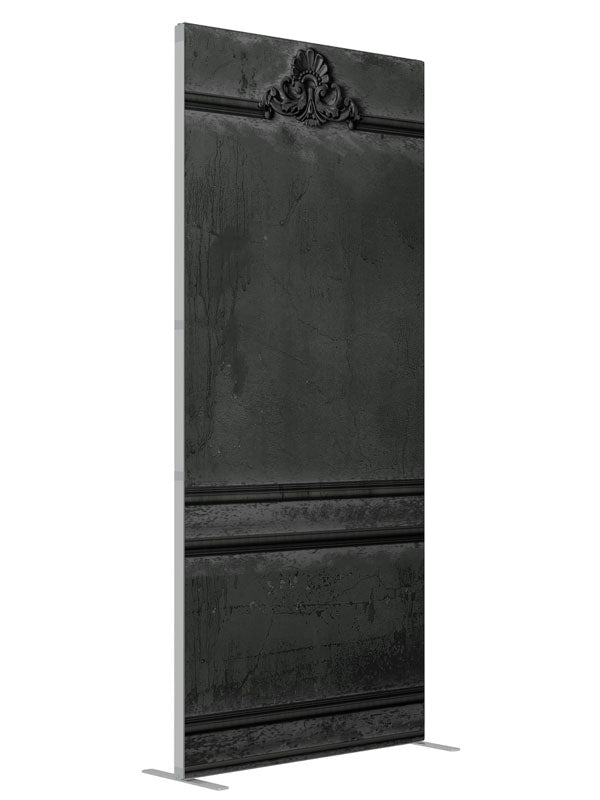 Victorian Paneled Wall Gray shown at an angled view, photography backdrop panel for Denny StudioEdge silicone edge frame, 3 ft