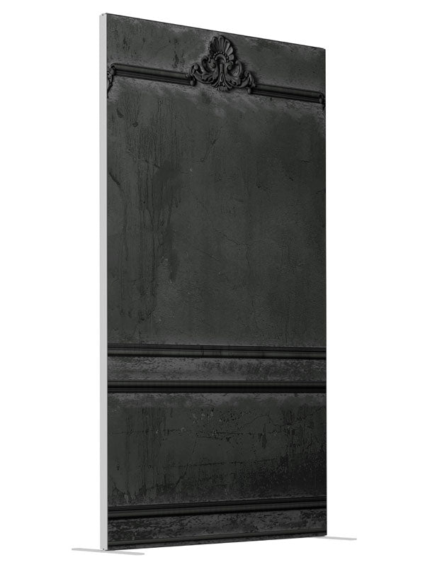 Victorian Paneled Wall Gray shown at an angled view, photography backdrop panel for Denny StudioEdge silicone edge frame, 4 ft