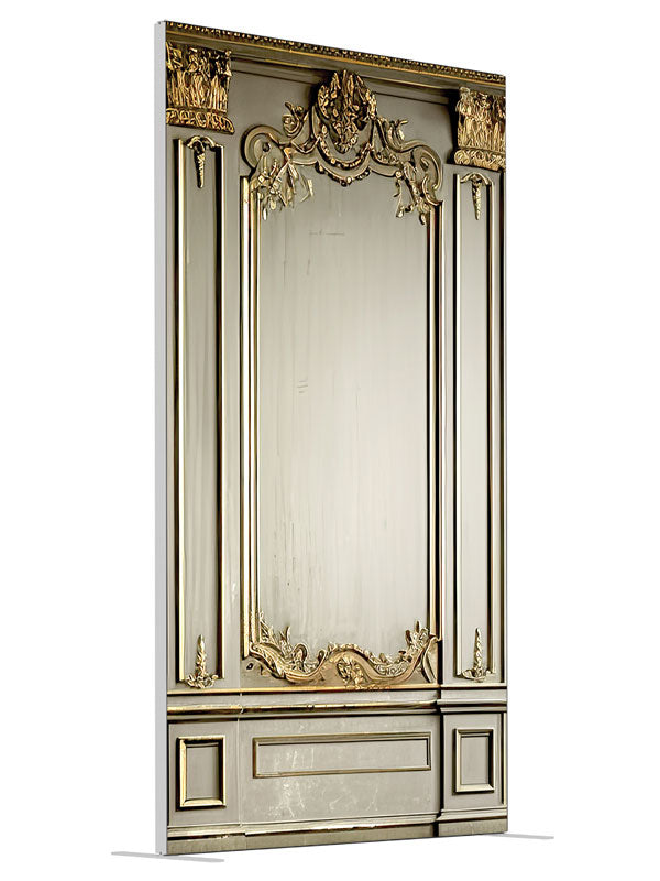 Vintage Baroque Wallpaper Panels shown at an angled view, photography backdrop panel for Denny StudioEdge silicone edge frame, 4 ft