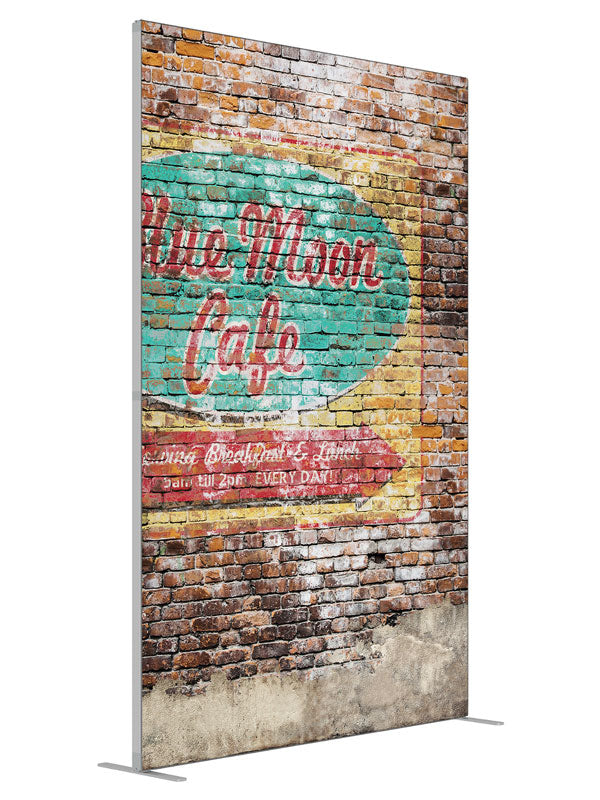 Vintage Sign Brick shown at an angled view, photography backdrop panel for Denny StudioEdge silicone edge frame, 5 ft