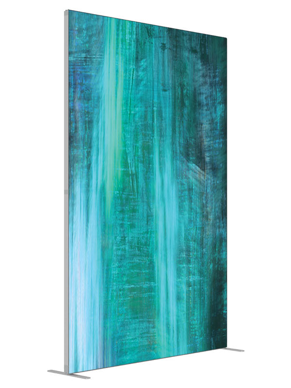 Vivid teal turquoise brushwork shown at an angled view, photography backdrop panel for Denny StudioEdge silicone edge frame, 5 ft